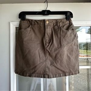 dark green mini jean skirt